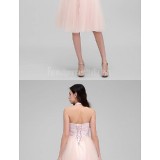 Australia-Cocktail-Party-Dress-Pearl-Pink-A-line-Halter-Short-Knee-length-Lace-Tulle