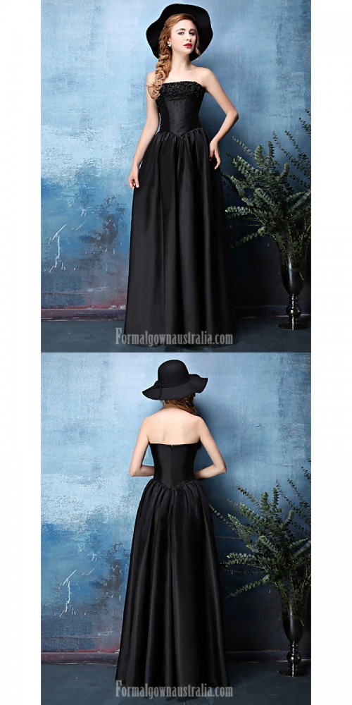 Australia Formal Dress Evening Gowns Black A-line Strapless Long Floor-length Satin Chiffon
https://www.formalgownaustralia.com/